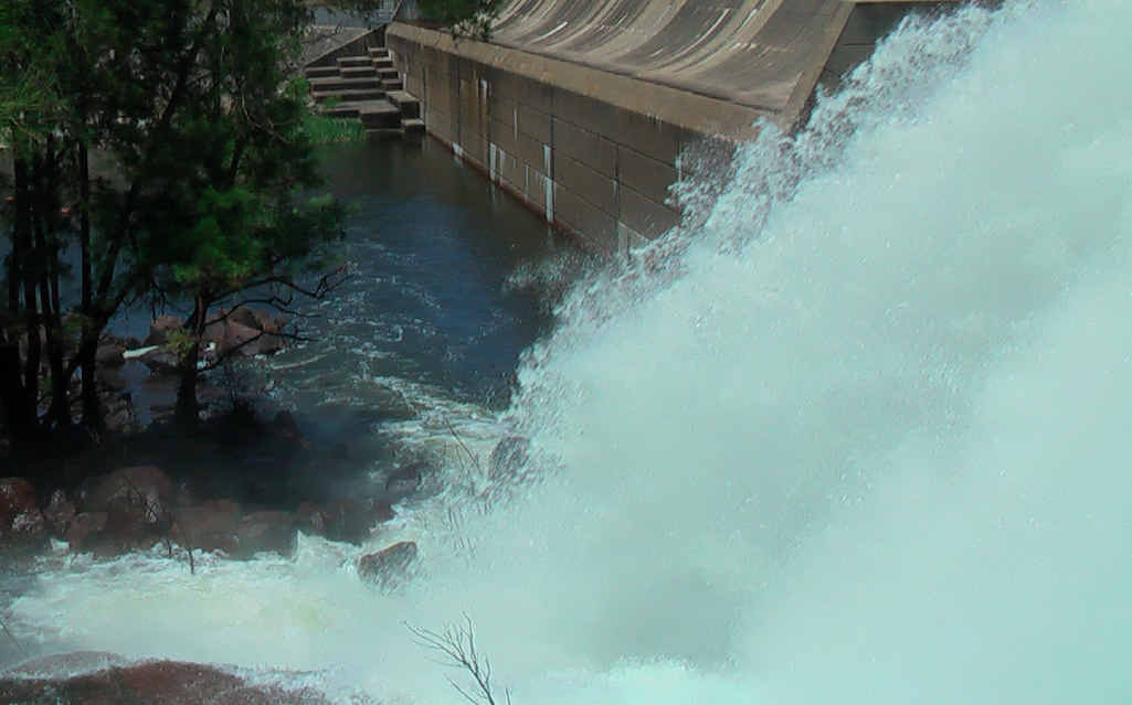 FLOWING: Water being released from Leslie Dam on Wednesday morning. FLOWING: Water being released from Leslie Dam on Wednesday morning.